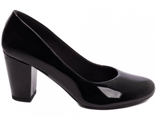 Scarpin Verniz Bico Redondo com Salto Bloco 7,5cm