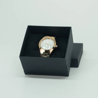 Relógio Feminino Elegance Dourado – Mostrador Rosa Luxo em Aço Inoxidável