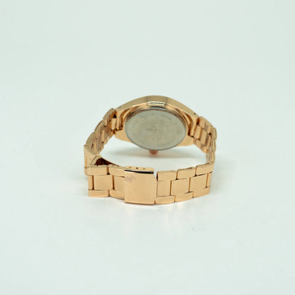 Relógio Feminino Elegance Dourado – Mostrador Rosa Luxo em Aço Inoxidável